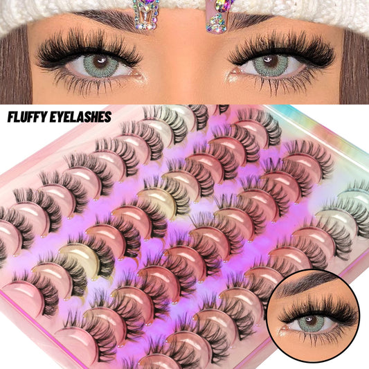 Russian Strip Lashes 5/10/20 Pairs Fluffy Mink Lashes 3D False Eyelashes Russian Eyelashes D Curl Fake Eyelashes