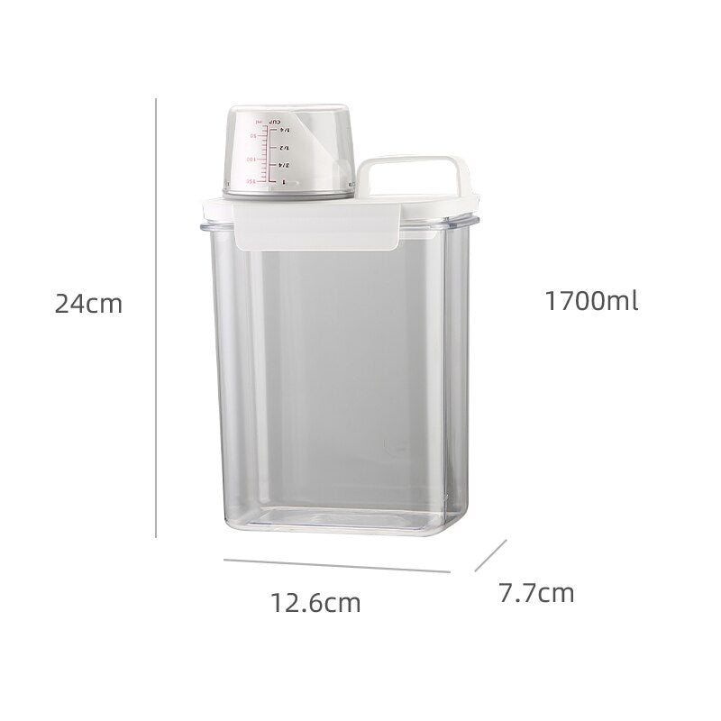 Airtight Food Storage Container Transparent Kitchen Cereal Storage Jars with Measuring Cup Pouring Spout Cabinet Organizer Box
