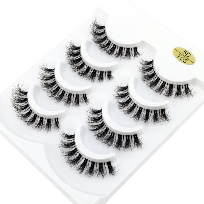 4 pairs 3D mink lashes natural long invisible thin band fake lashes curl transparent soft eyelashes