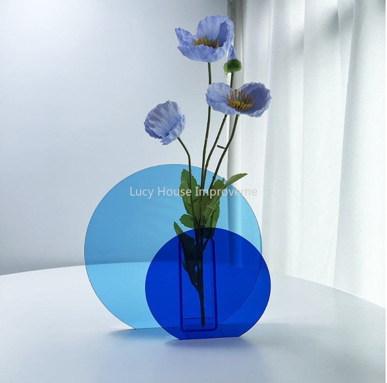 Rainbow Color Acrylic Vases Floral Container Decorative Home Office Decoration