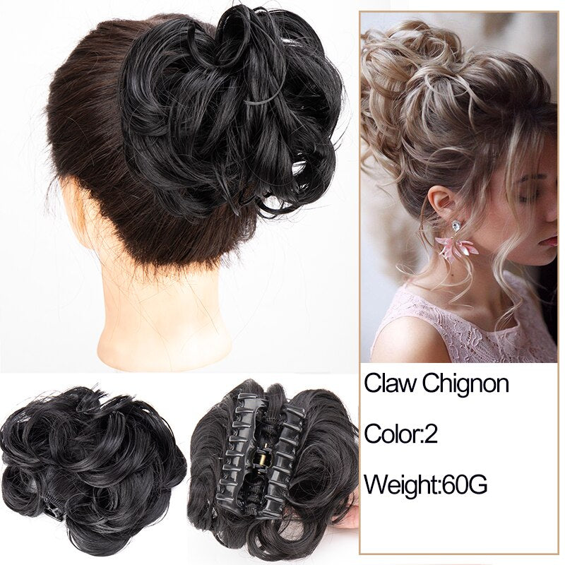 Synthetic Messy Chignon Scrunchies Natural Curly Hair Bun Pieces Fake False Hairpieces For Women Ponytail Extensions