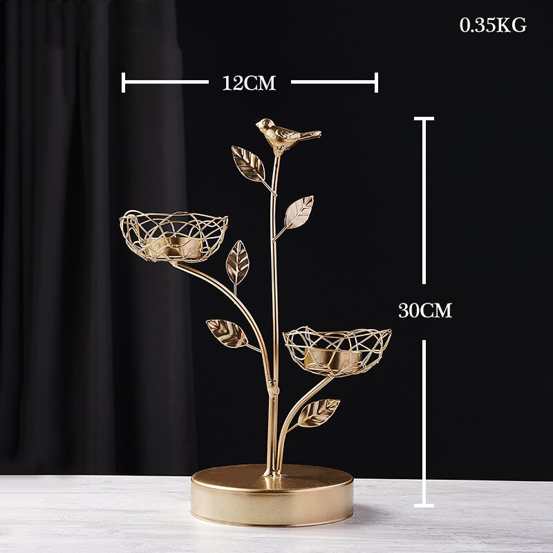 Golden Candle Holder Metal Candlestick Festival Wedding Dining Table Accessory  Home Decor