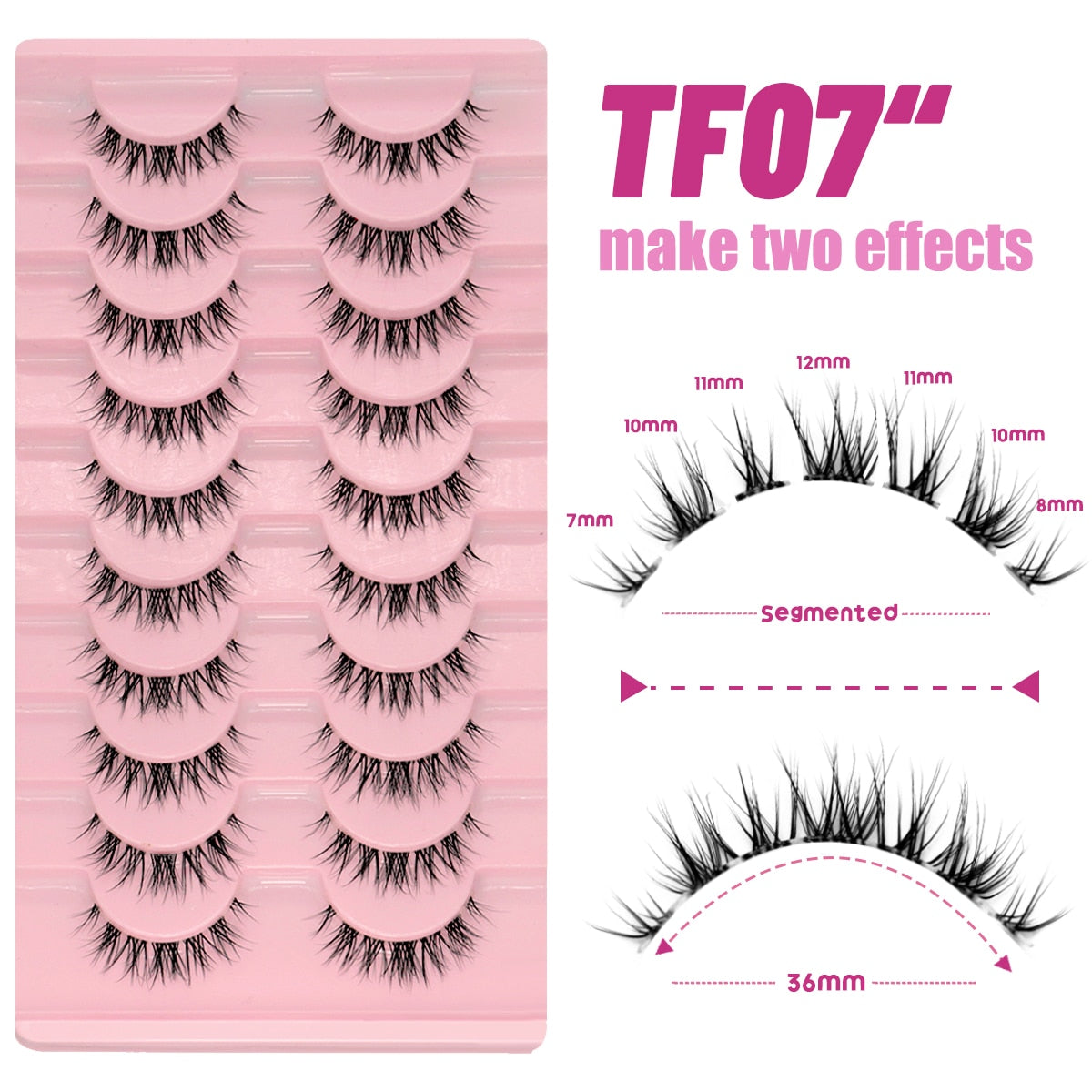 Manga Lashes 10 Pairs 3D Clear Band Lashes Natural Look Wispy Mink Eyelashes Fluffy Cat Eye Lashes Pack Fake Eyelashes
