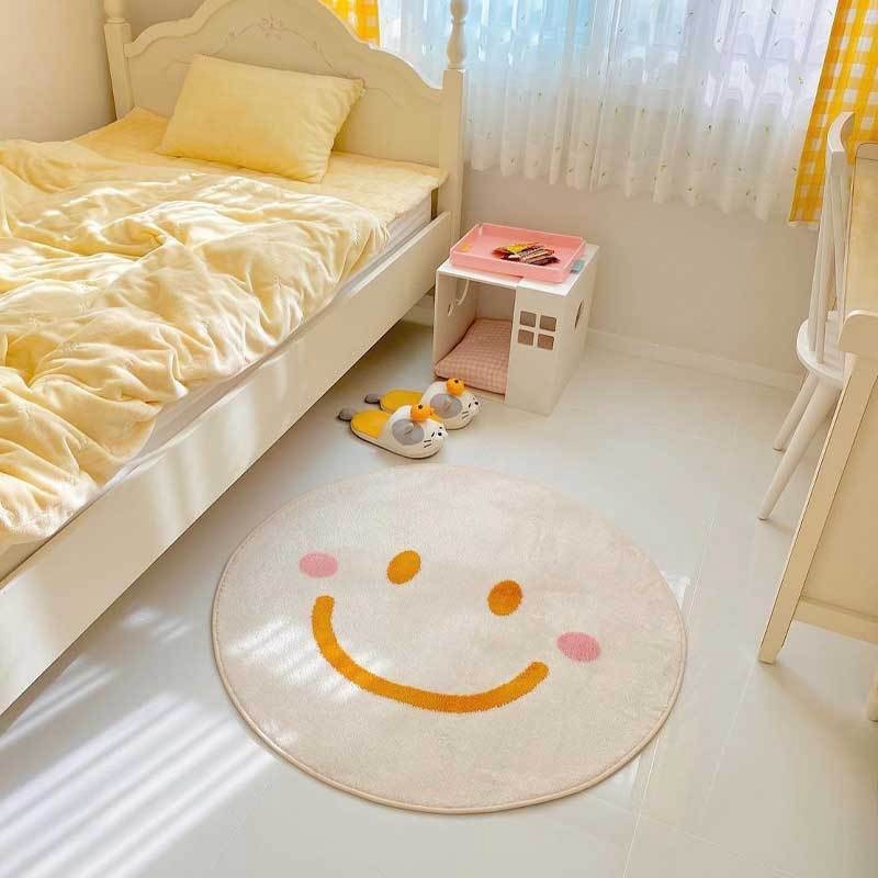 Flower Rug Living Room Nordic Smiley Flower Carpet Bedroom Bedside Area Rugs Plush Floor Mat Home Decor Non-slip Bath Mat
