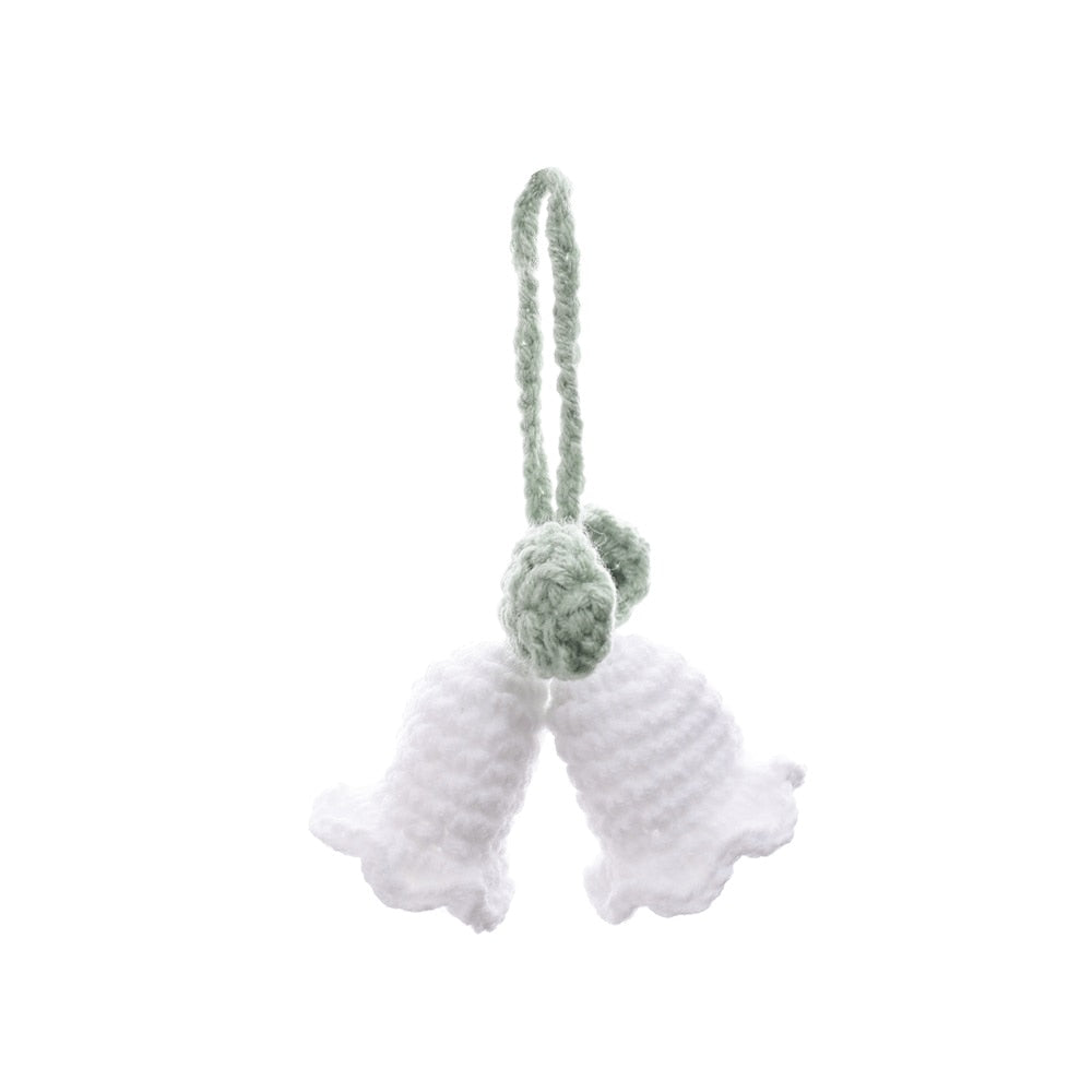 Handmade Flower Knitted Keychain Keyring Women Crocheted Wool Flower Leaf Bag Pendants Car Key Ring Fresh Handbag Charms Gifts