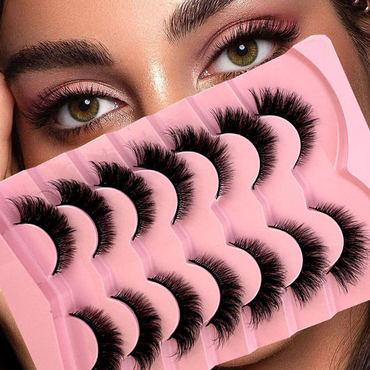 Cat Eye Fluffy lashes Faux Mink Eyelashes Long 7 Pairs Fluffy Mink Lashes Dramatic Volume lashes Extension