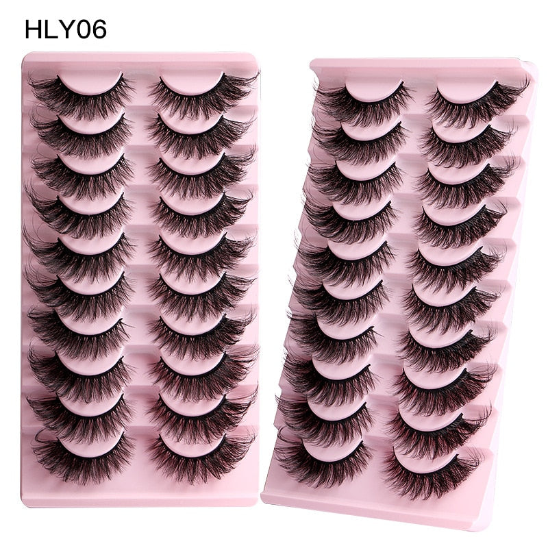 Cat Eye Lashes 10 Pairs Natural Fluffy Messy False Eyelashes Dramatic Tapered Foxy Faux Mink Lashes Cils