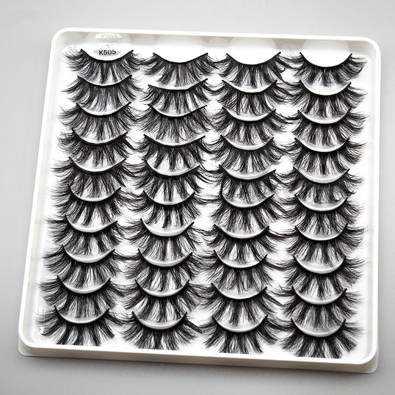20 Pairs Mink Fluffy Lashes Eyelash Extension Natural False Eyelashes Dramatic Volume Lashes Reusable Lashes