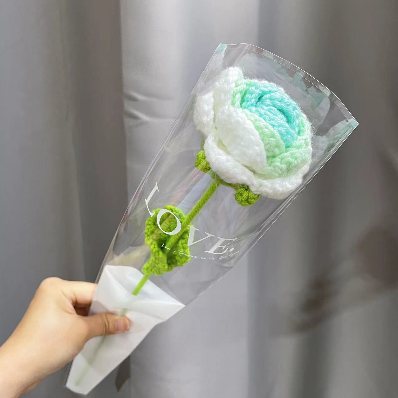 10pcs Hand-knitted Yarn Crochet Sunflower Bouquet Handmade Daisy Tulip Rose Decorative Home Creative Decorate