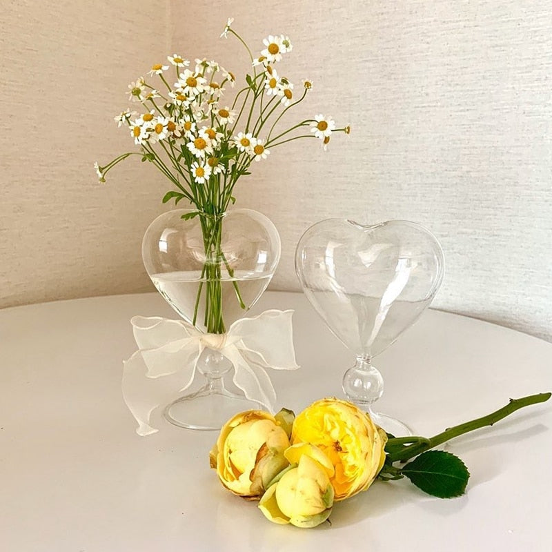 Creative Hydroponic Love Glass Vase Cup Decorative Utensils Aromatherapy Ornaments Photo Props Korean Style Cold Drink Bottle