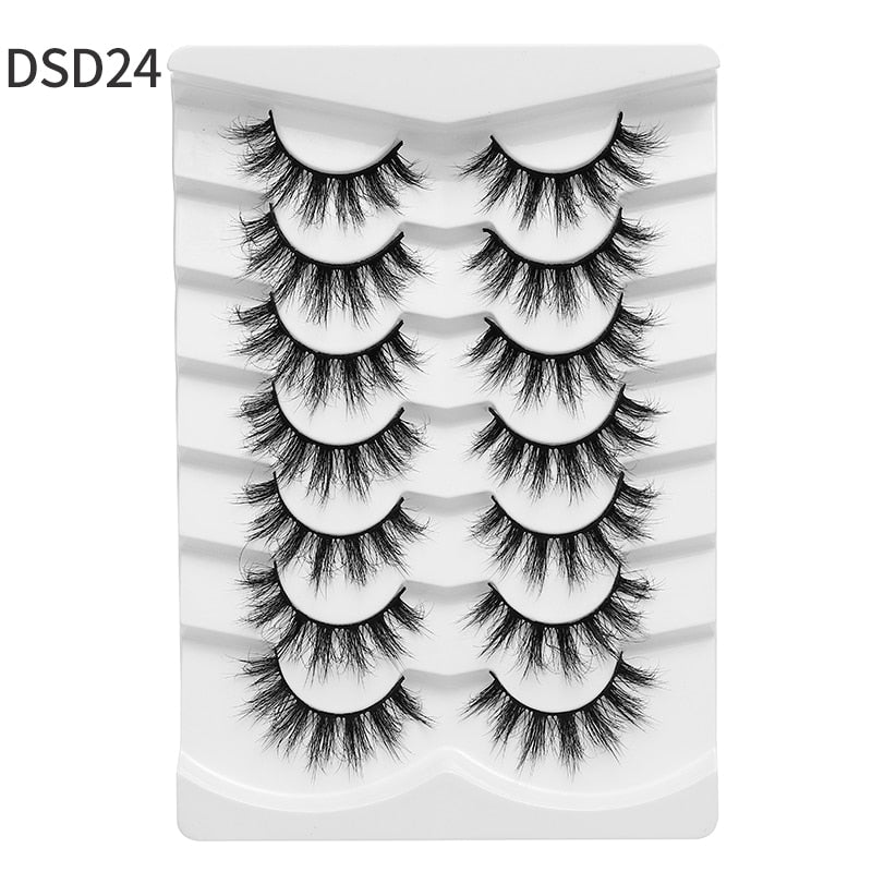 5/7/10Pairs Cat Eye Lash False Eyelashes Natural Faux Mink Eyelashes