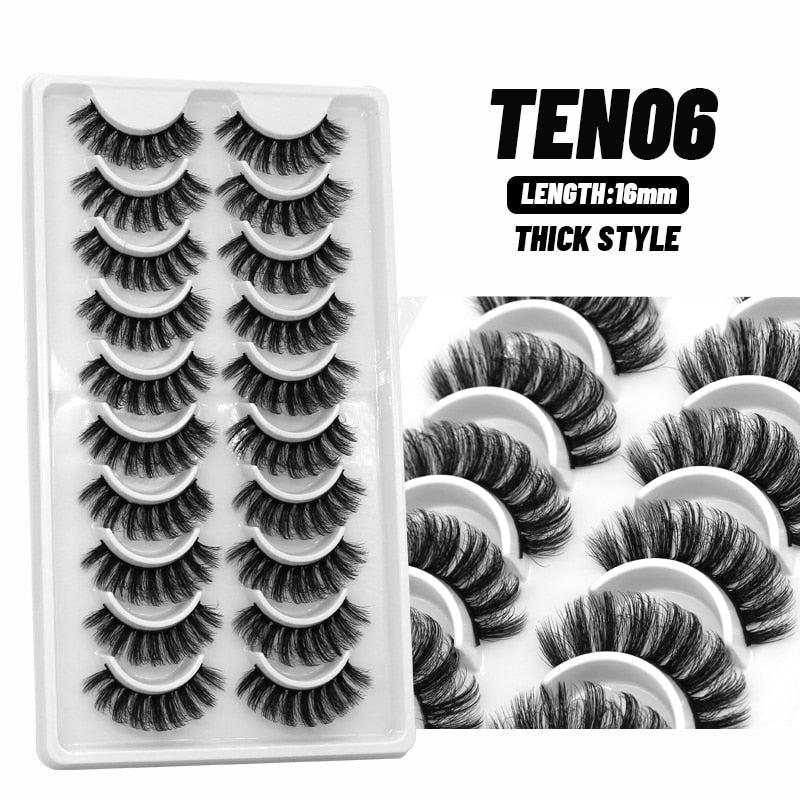 5/7/10 pairs False Eyelashes Mink Lashes Faux Fluffy Lash Soft Full Thick Wispy Eye Lashes