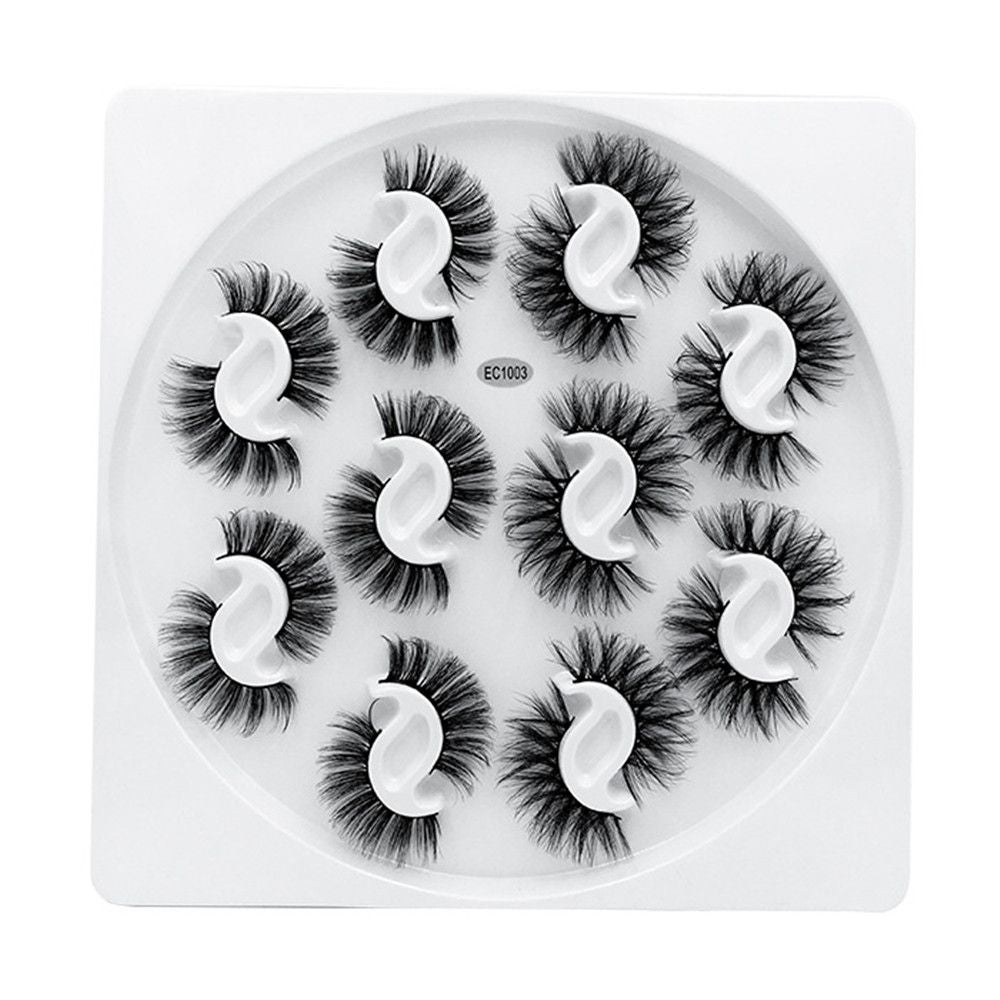 10 Pairs 6D Faux Mink Russian Strip Lashes D Curl Lash Extension 15-25mm Natural Soft Fluffy Eyelashes Reusable