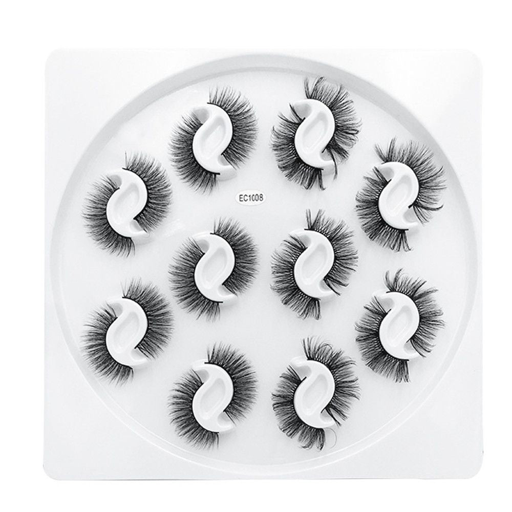 10 Pairs 6D Faux Mink Russian Strip Lashes D Curl Lash Extension 15-25mm Natural Soft Fluffy Eyelashes Reusable