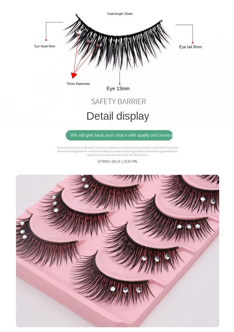 5 pairs Stage catwalk eyelash color flash drill performance Bushy three drill of fake eyelashes false lashes