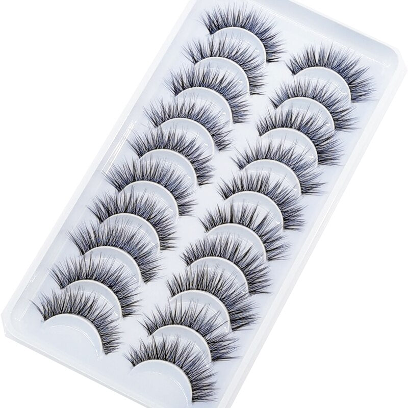 Invisible band Lashes 10 Pairs 3D Faux Mink Lashes Natural short Transparent Terrier Lashes Clear Band Soft Eyelashes Extension