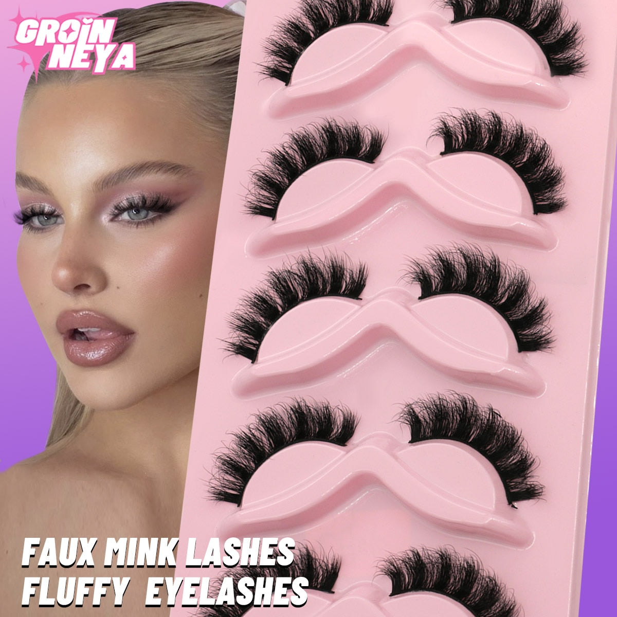 Lashes Fluffy Eyelashes 5 pairs 3D Mink Lashes Soft Wispy Natural long Cross False Eyelashes