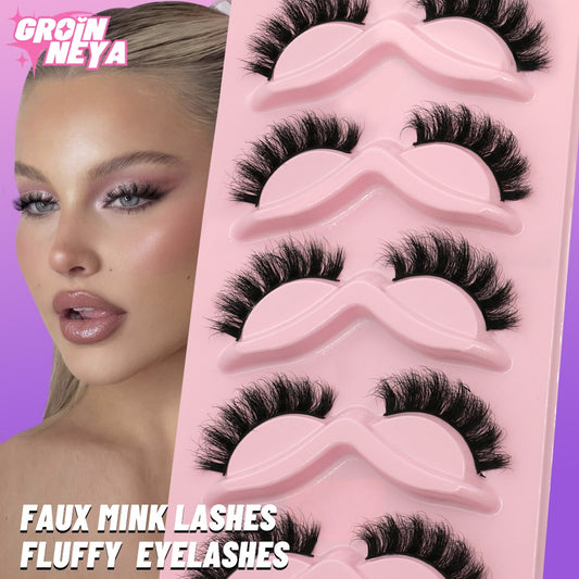 Lashes Fluffy Eyelashes 5 pairs 3D Mink Lashes Soft Wispy Natural long Cross False Eyelashes
