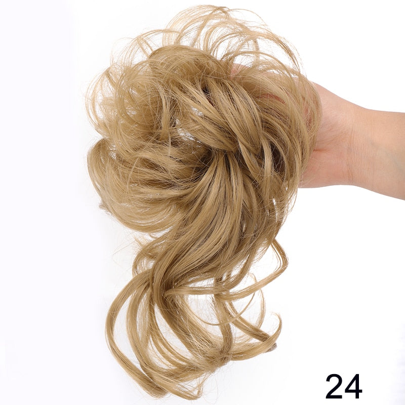 Synthetic Messy Chignon Scrunchies Natural Curly Hair Bun Pieces Fake False Hairpieces For Women Ponytail Extensions