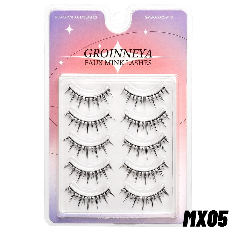 Manga Lashes 5 pairs Natural False Eyelashes Individual Clusters Wispy Mink Eye Lashes cosplay