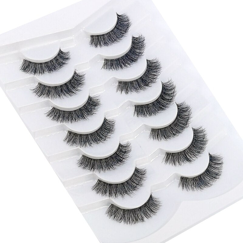4/7 Pairs 3D Mink Lashes Natural Long Full Strip Lashes Transparent Short Mink EyeLashes Style False Eyelashes