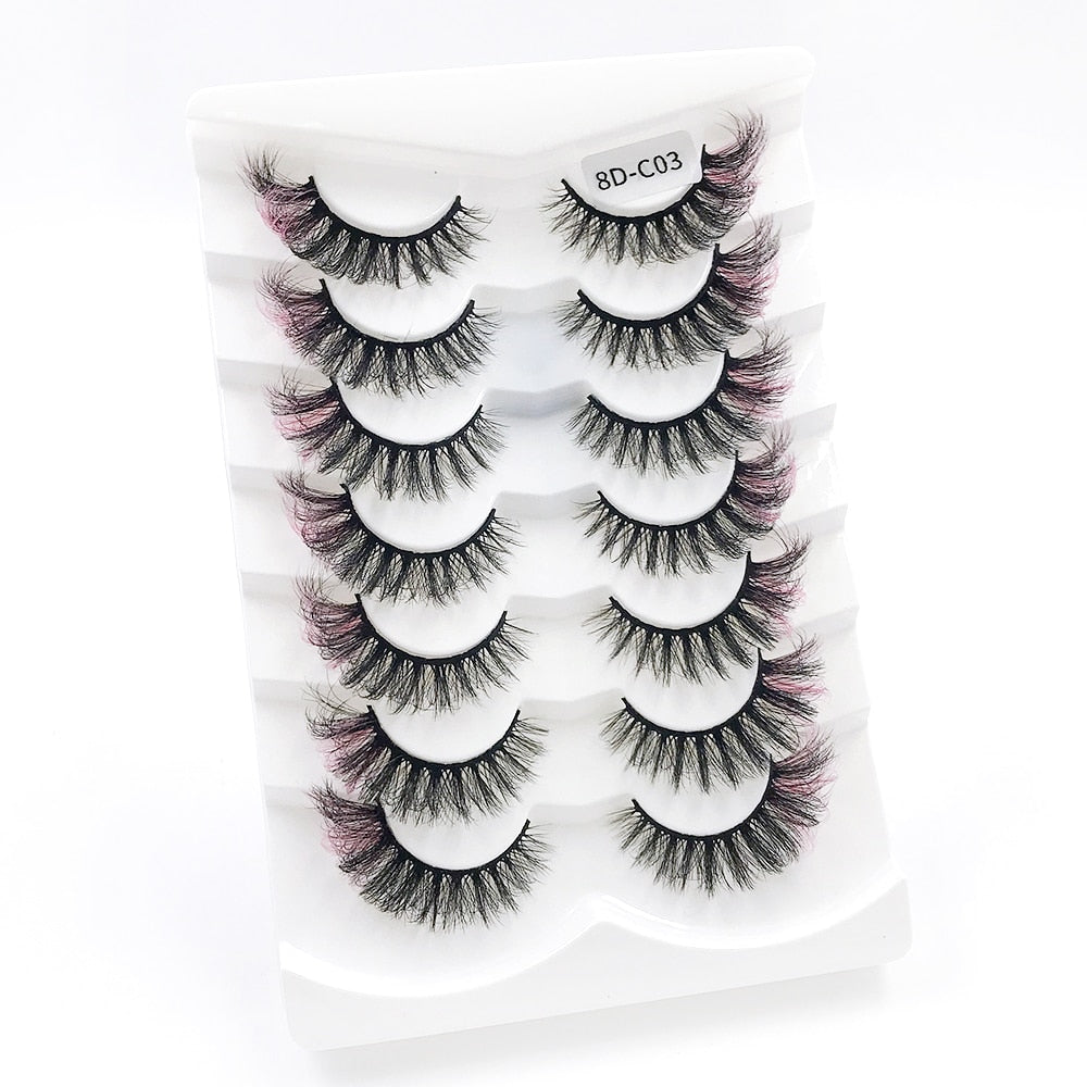 7pairs Colored Lashes 22 Styles 3d Mink Lashes Dramatic Colorful Natural Eyelashes Extension Fake Eyelashes