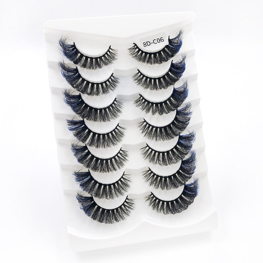 7pairs Colored Lashes 22 Styles 3d Mink Lashes Dramatic Colorful Natural Eyelashes Extension Fake Eyelashes