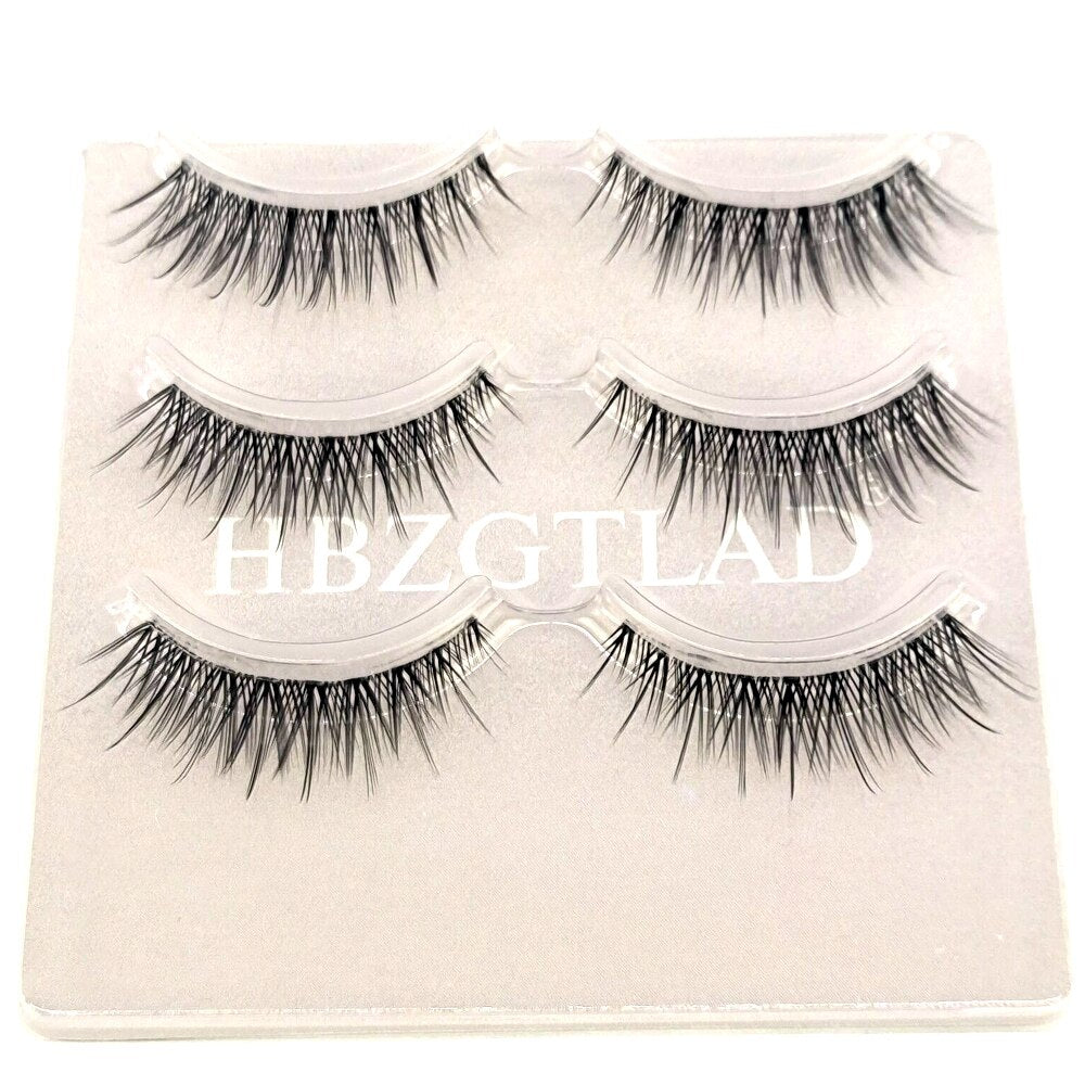5 pairs short Mink Lashes 3D Mink Eyelashes Invisible Band Natural Black Mink False Eyelash Full Strip Reusable