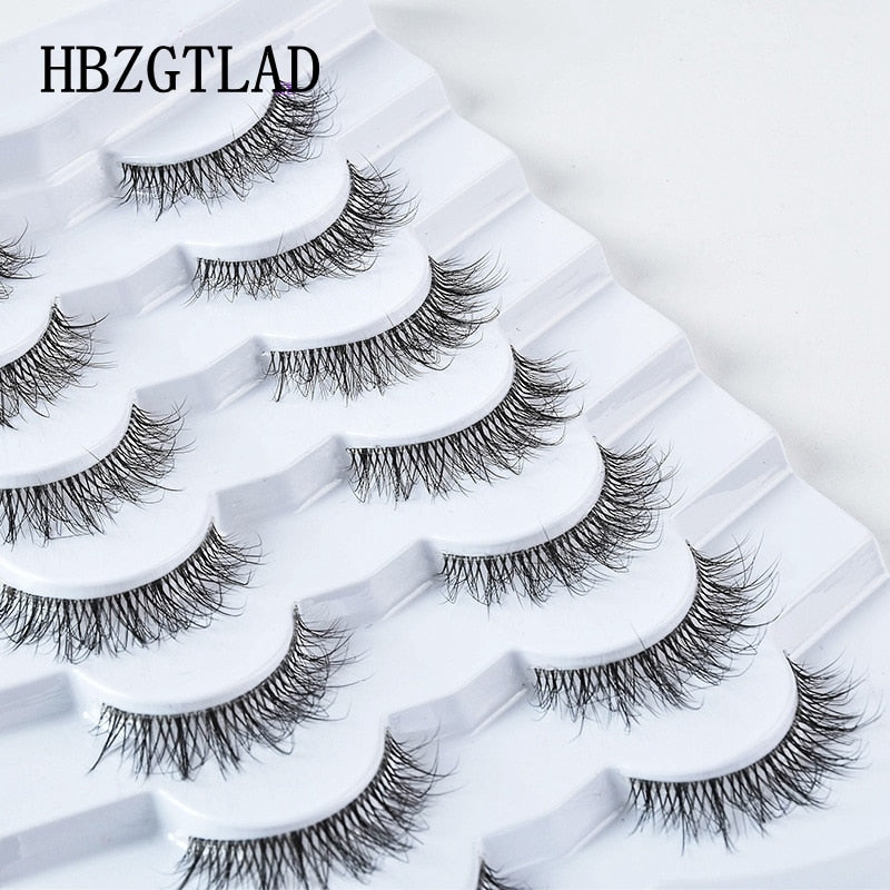 4/7 Pairs 3D Mink Lashes Natural Long Full Strip Lashes Transparent Short Mink EyeLashes Style False Eyelashes
