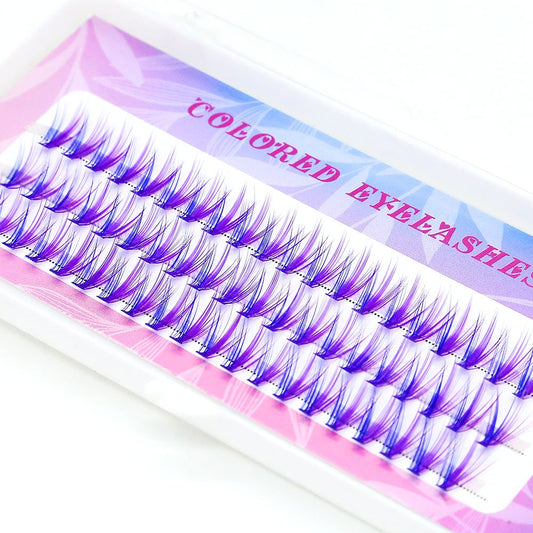 Colored Blue Purple Mix Individual Lashes Premade Wide Fans 20D Russian Volume Professional Eyelash Extensions Faux False Mink