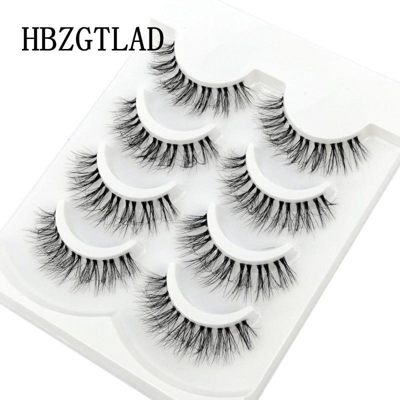 4 pairs 3D mink lashes natural long invisible thin band fake lashes curl transparent soft eyelashes