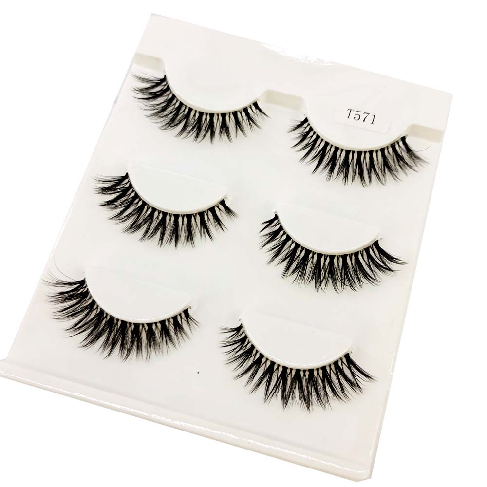 Transparent Terrier 3 Pairs 3D Mink EyeLashes False Lashes Thick EyeLash Lashes Natural Soft Fake EyeLashes