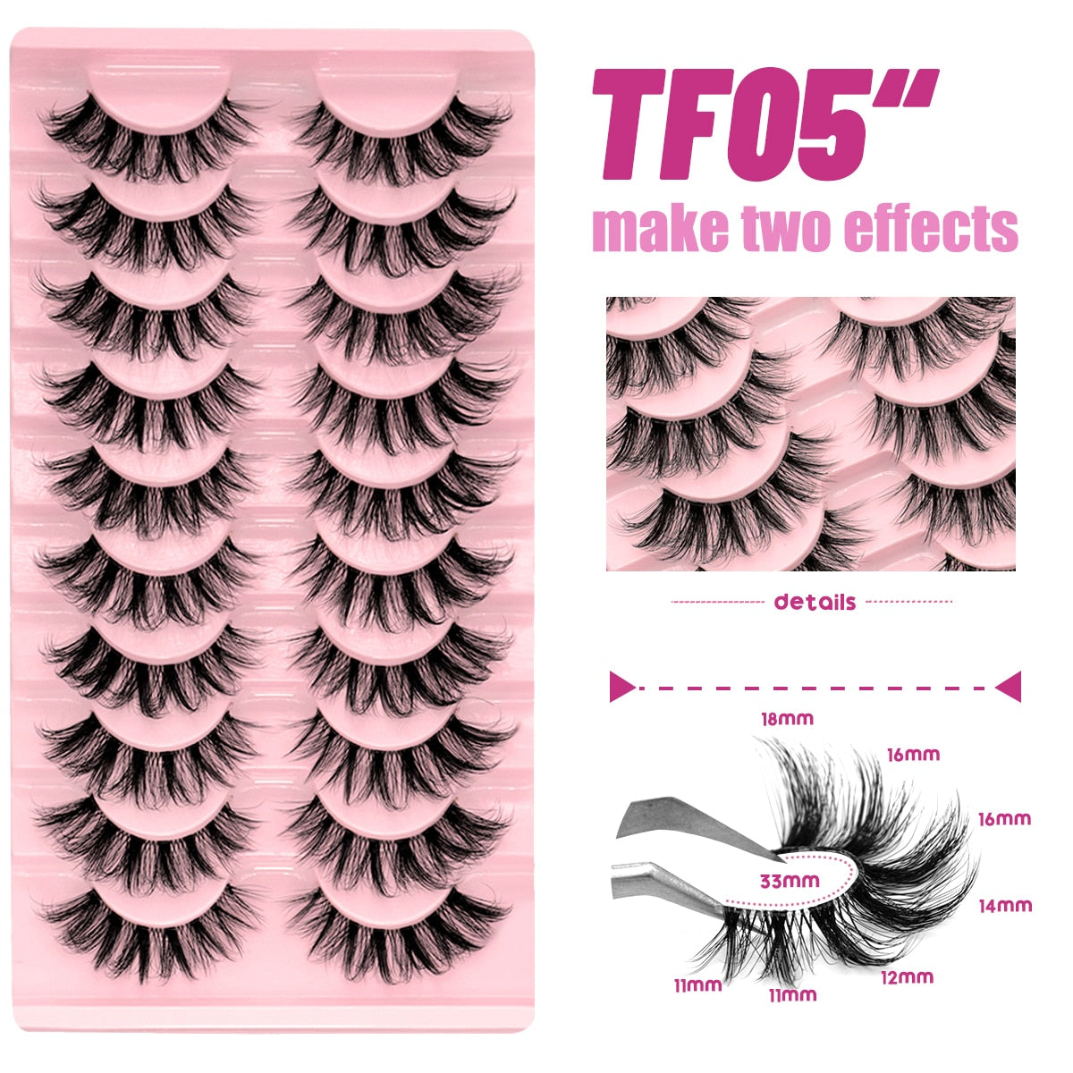 Manga Lashes 10 Pairs 3D Clear Band Lashes Natural Look Wispy Mink Eyelashes Fluffy Cat Eye Lashes Pack Fake Eyelashes