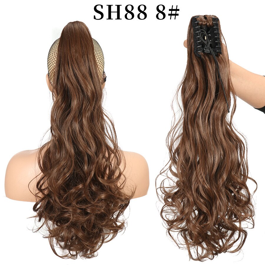 Synthetic Claw Clip Ponytail Extension Wavy Ponytail Long Straight Hair Ponytail Extension Clip Type Ladies Wig