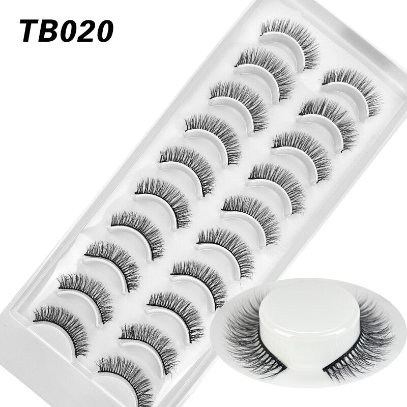 10 Pairs Natural 3d Faux Mink False Eyelashes Dense Curls Slim Short Lashes Cosplay Dramatic Eyelashes