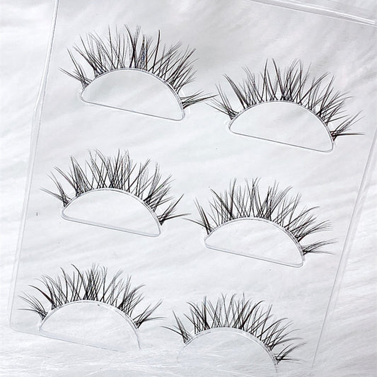 Japanese Transparent Terrier Natural False Eyelashes Soft Stem Simulation Eye Tail with Long Air Eyelashes 3 Pairs Lashes