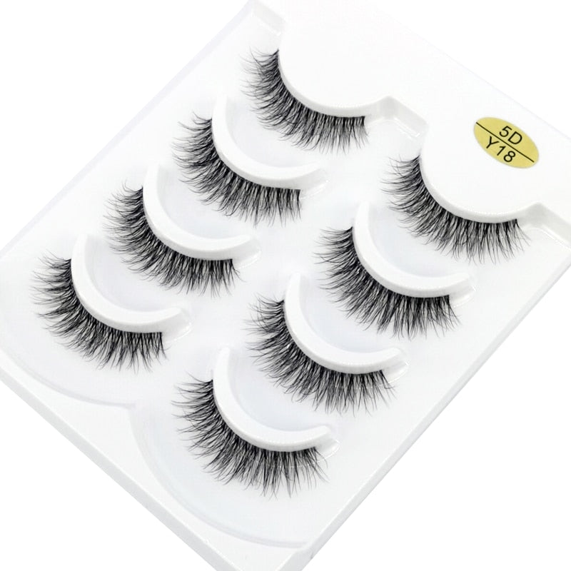 4 pairs 3D mink lashes natural long invisible thin band fake lashes curl transparent soft eyelashes
