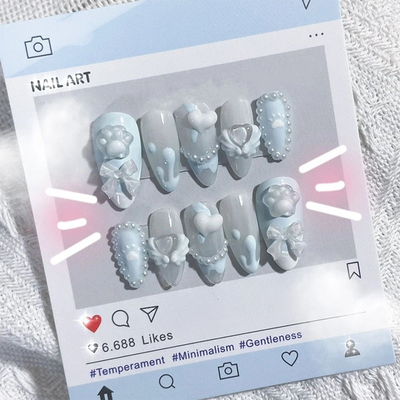 1set Cinnamoroll Color Nail Stickers Cartoon Resin Cute Sweet Girl Heart Diy Detachable Manicure Ins Style Kawaii Girls