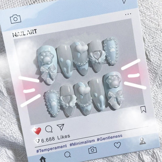 1set Cinnamoroll Color Nail Stickers Cartoon Resin Cute Sweet Girl Heart Diy Detachable Manicure Ins Style Kawaii Girls