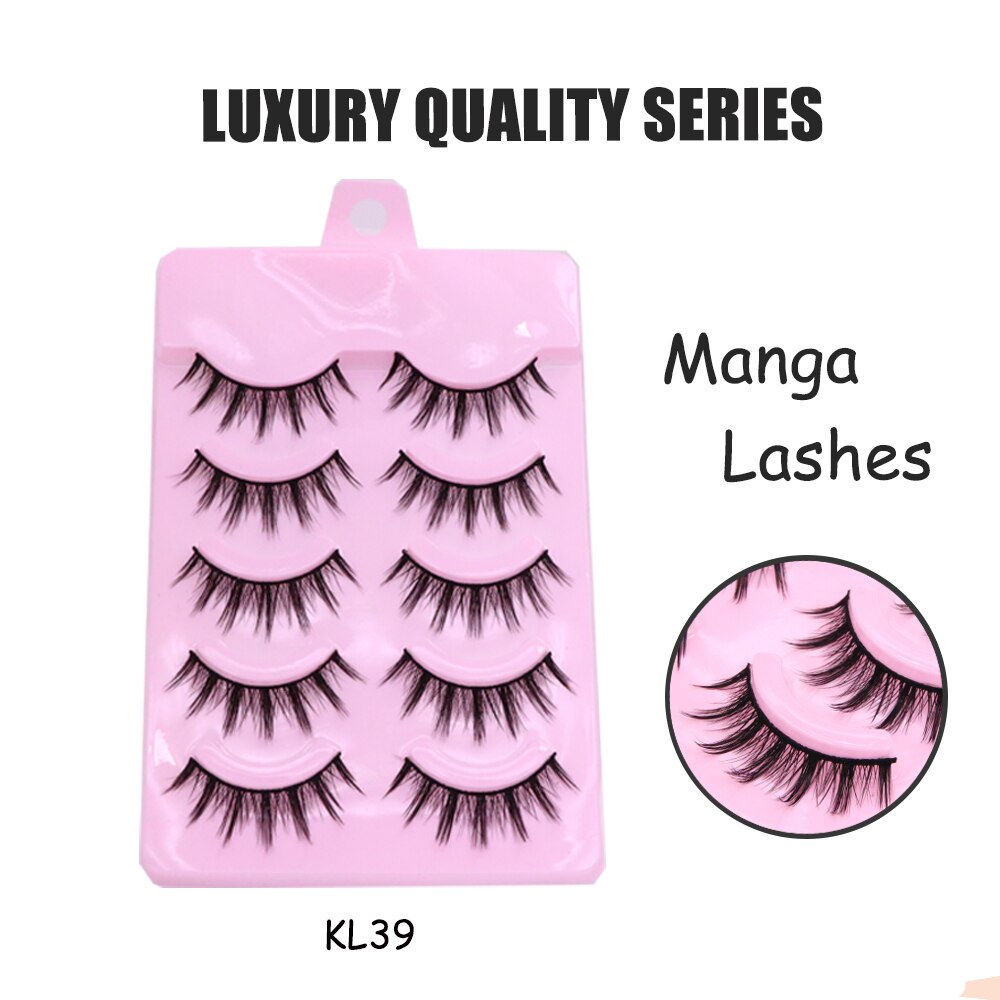 5 Pair Manga Lashes Little Devil Anime Cosplay Natural Wispy Fairy Cross Lashes Manga Fake Eyelashes