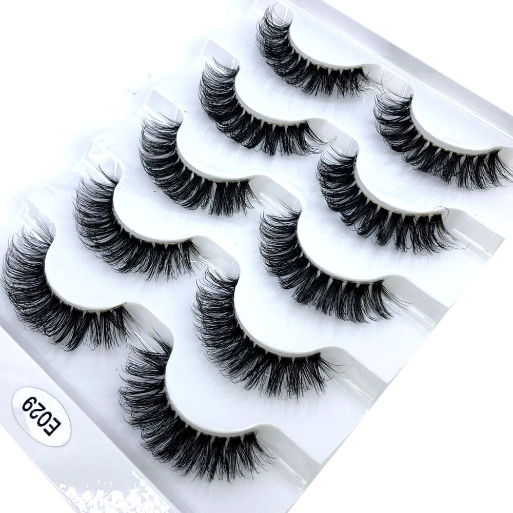 5 pairs Mink Eyelashes Clear Band Eye Lashes Crisscross Transparent Band False Eyelashes Handmade Dramatic Lashes Upper Lash