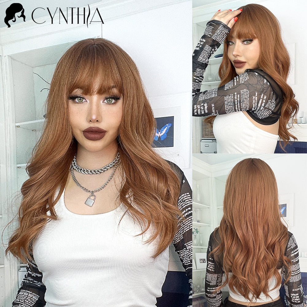 Blonde Synthetic Wig for Woman Long Body Wave Hair Cosplay Lolita Party Natural Heat Resistant Wigs Fiber Daily Hair