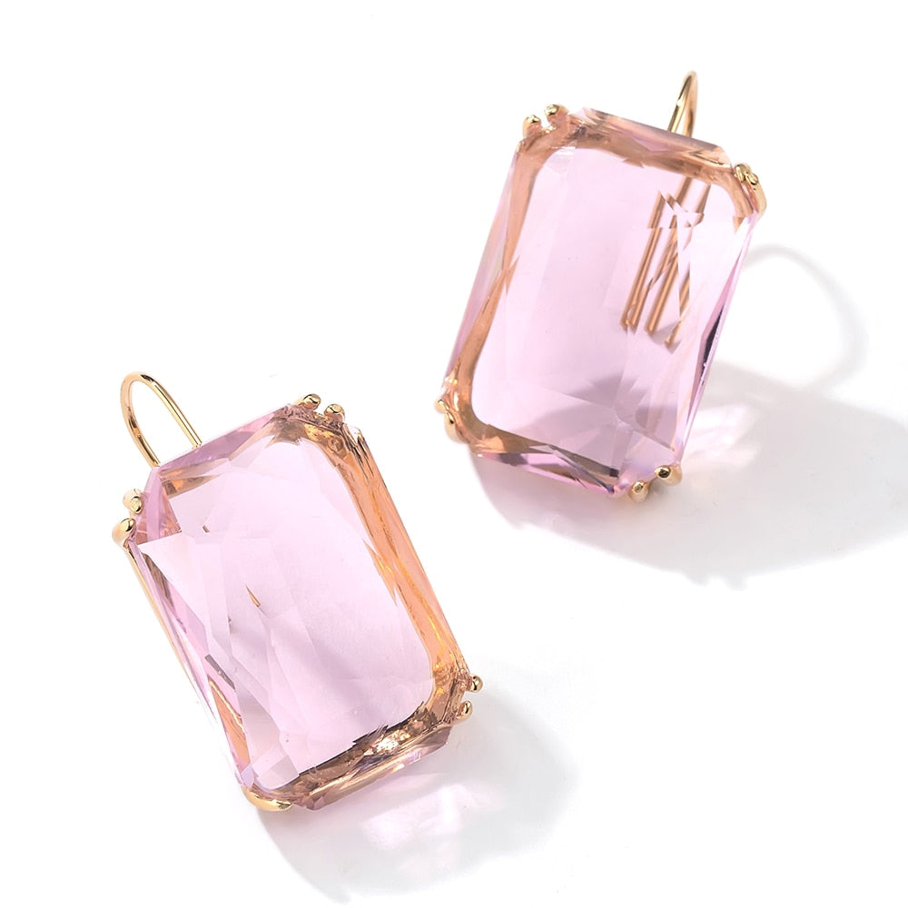 Transparent Resin Pendant Hanging Earring Bohemia Trendy Geometric Square Acrylic Drop Dangle Earrings Jewelry