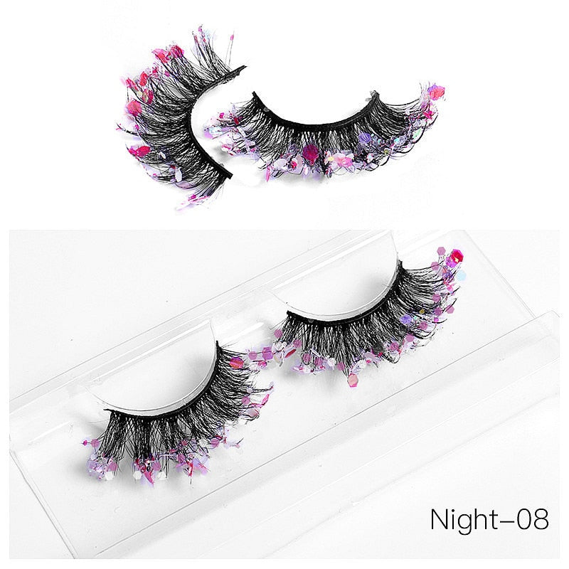 3D Diamond Shiny Fluffy Handmade Faux Mink Dramatic Decoration Eye Dress up EyeLashes Set False Eyelashes Colored Lashes