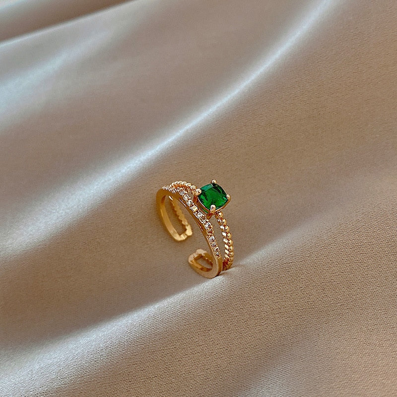 Luxury Gold Color Pearl Zircon Rings Vintage Sexy Open Joint Elegant