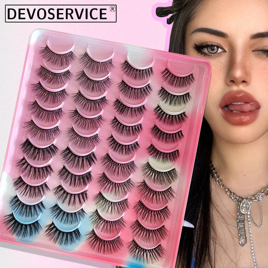 Eyelashes 20Pairs 3D Mink Lashes Fluffy Soft Wispy Natural Cross False Eyelashes Reusable Eyelash Extension