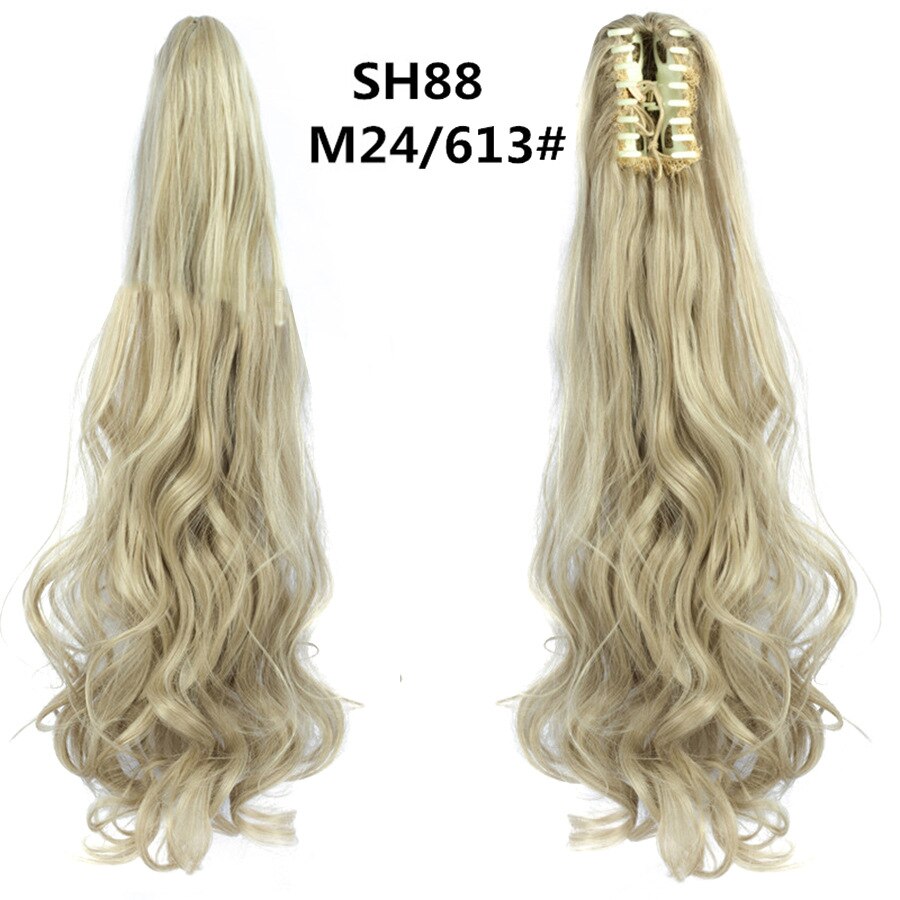 Synthetic Claw Clip Ponytail Extension Wavy Ponytail Long Straight Hair Ponytail Extension Clip Type Ladies Wig