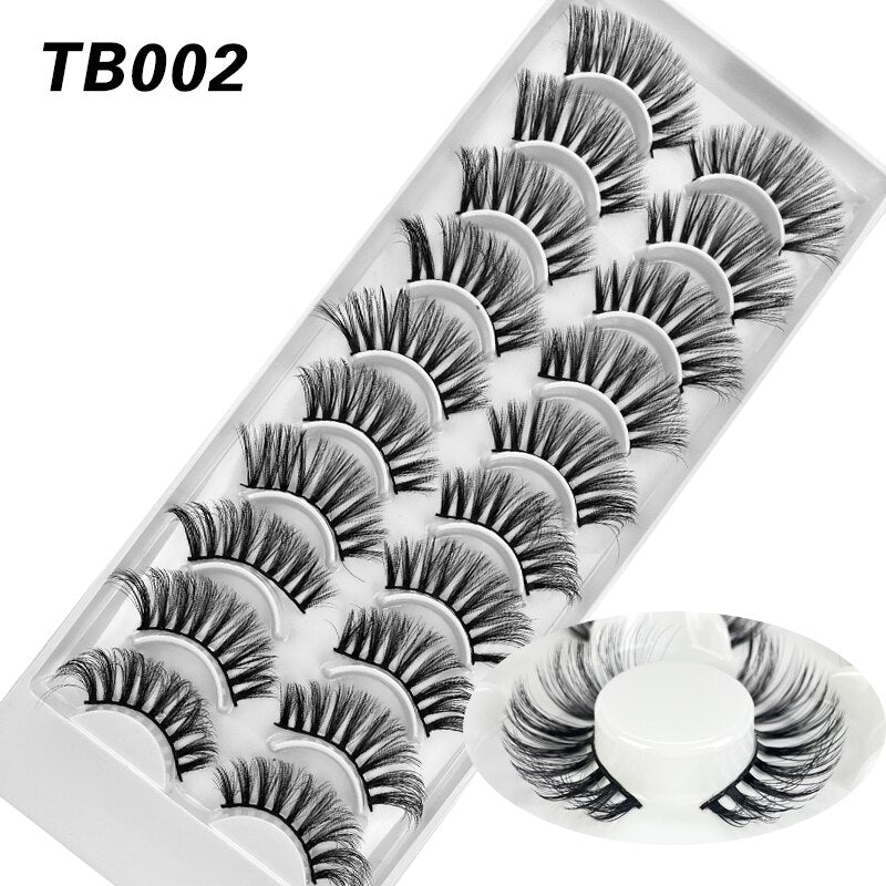 10 Pairs Natural 3d Faux Mink False Eyelashes Dense Curls Slim Short Lashes Cosplay Dramatic Eyelashes