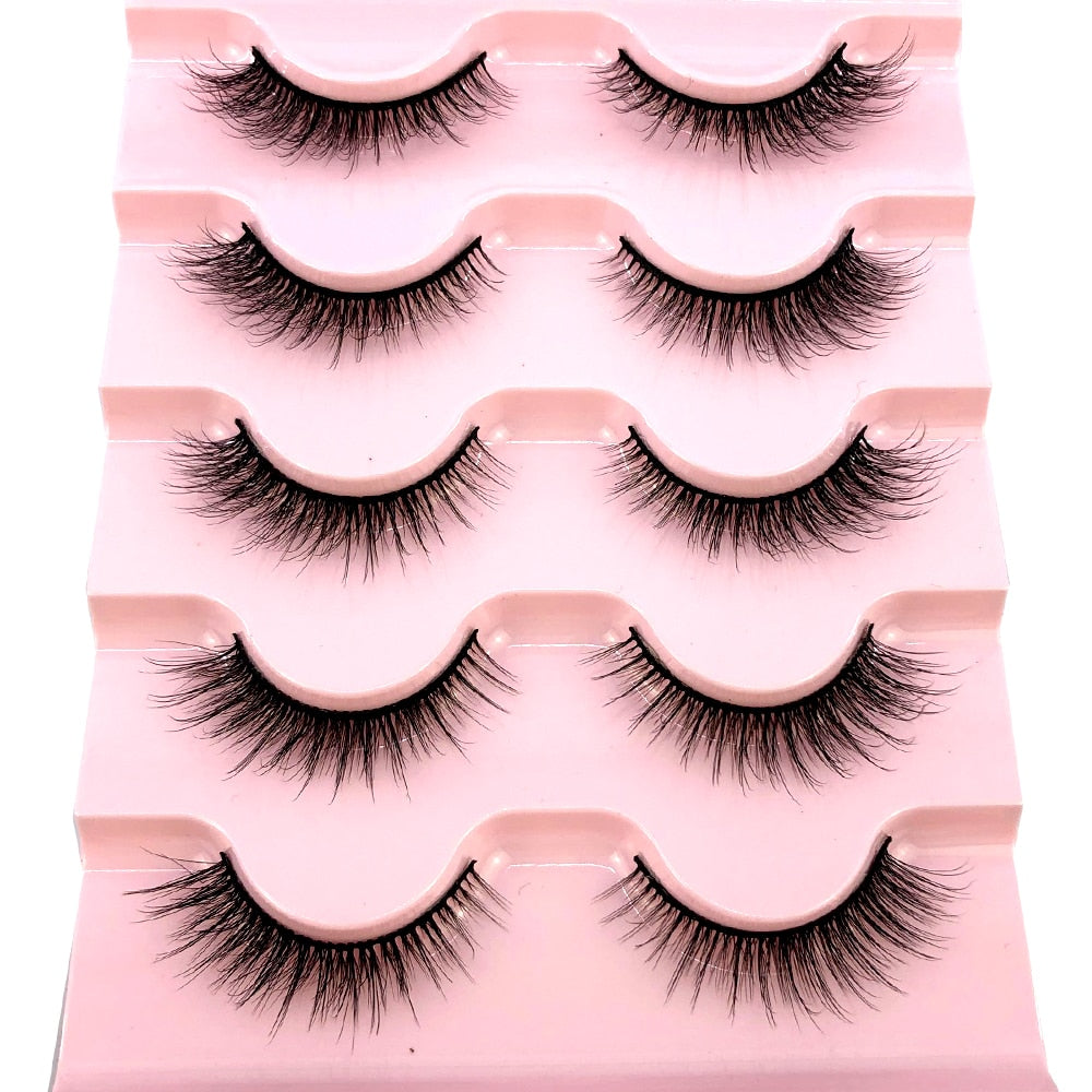 5 pairs natural fluffy 3D mink false eyelashes fake lashes Mink Lashes extension eye lashes short eyelashes