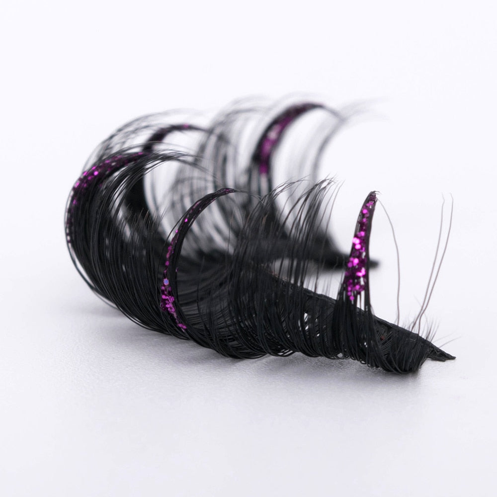 Luminous Dramatic glitter colored lashes Russian volume faux mink strip lashes party sequins false lashes